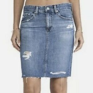 Anthropologie AG The Erin Distressed Denim Miniskirt